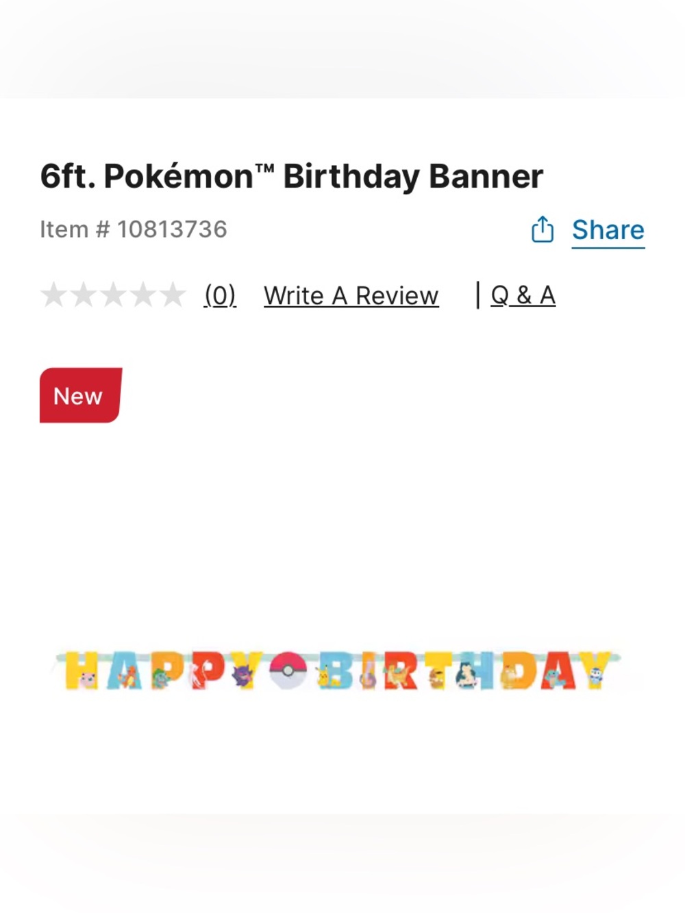 Pokémon Happy Birthday Banner - Multicolor